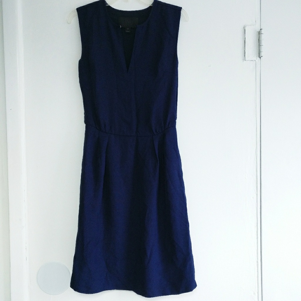 J Crew Collection Draped Keyhole Dress Navy Sz 00